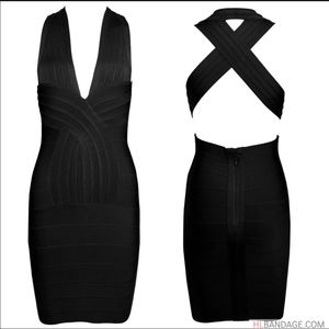 Black rayon bandage dress